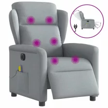   vidaXL világosszürke szövet dönthető elektromos masszázsfotel