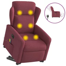   vidaXL bordó szövet dönthető elektromos álló masszázsfotel