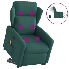   vidaXL sötétzöld szövet dönthető elektromos álló masszázsfotel