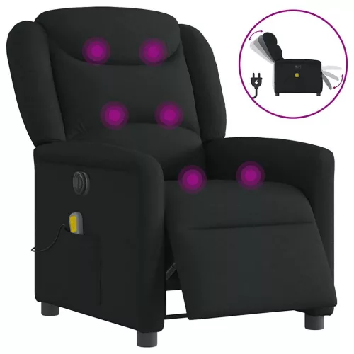 vidaXL fekete szövet elektromos dönthető masszázsfotel