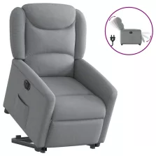   vidaXL elektromos felállást segítő világosszürke szövet dönthető fotel