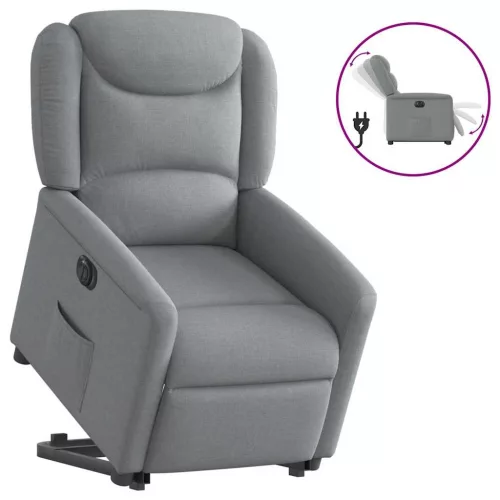 vidaXL elektromos felállást segítő világosszürke szövet dönthető fotel