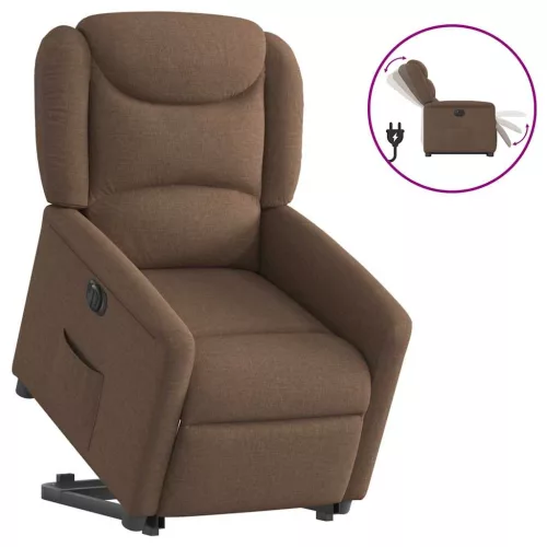 vidaXL elektromos felállást segítő barna szövet dönthető fotel