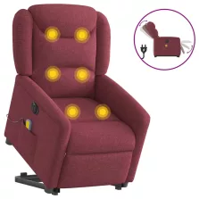   vidaXL bordó szövet dönthető elektromos álló masszázsfotel
