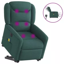   vidaXL sötétzöld szövet dönthető elektromos álló masszázsfotel