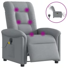   vidaXL világosszürke szövet dönthető elektromos masszázsfotel