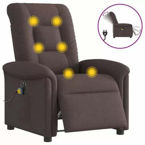 vidaXL sötétbarna szövet elektromos dönthető masszázsfotel