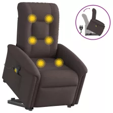  vidaXL sötétbarna szövet dönthető masszázs- és állófotel
