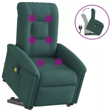   vidaXL sötétzöld szövet dönthető masszázs- és állófotel
