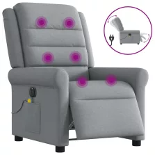   vidaXL világosszürke szövet dönthető elektromos masszázsfotel