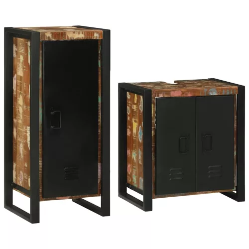 vidaXL Fürdőszoba bútor szett 2 pcs Szilárd újrahasznosított fa