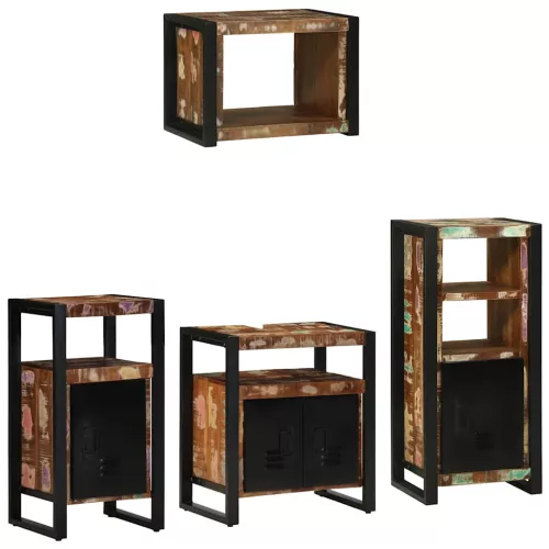 vidaXL Fürdőszoba bútor szett 4 pcs Szilárd újrahasznosított fa