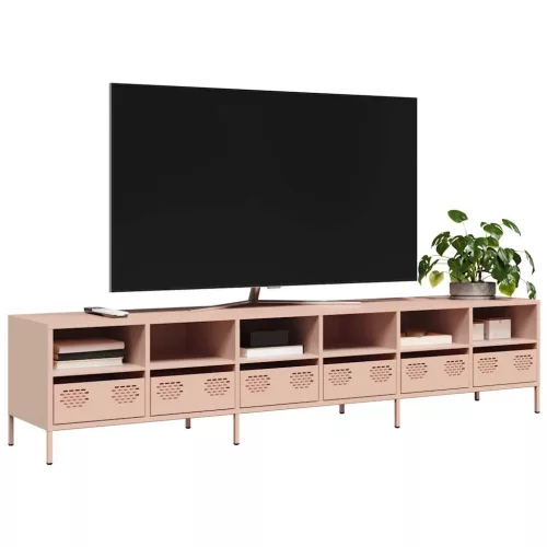 vidaXL rózsaszín hidegen hengerelt acél TV-szekrény 202x39x43,5 cm