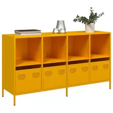   vidaXL mustársárga hidegen hengerelt acél tálalószekrény 135x39x73,5cm