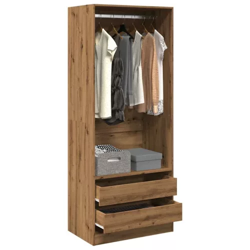 vidaXL kézműves tölgy színű szerelt fa ruhásszekrény 80 x 50 x 200 cm