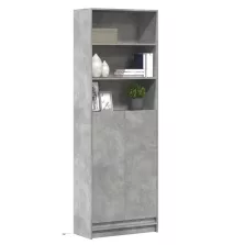   vidaXL betonszürke szerelt fa magasszekrény LED-ekkel 69x32,5x200 cm