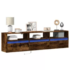   vidaXL füstös tölgy falra szerelhető TV-szekrény LED-del 180x31x45cm