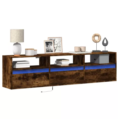 vidaXL füstös tölgy falra szerelhető TV-szekrény LED-del 180x31x45cm
