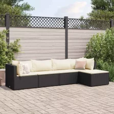   vidaXL 5 részes fekete polyrattan kerti ülőgarnitúra párnákkal