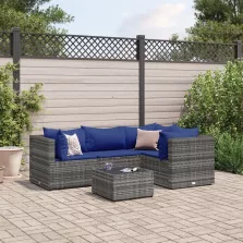   vidaXL 5 részes szürke polyrattan kerti ülőgarnitúra párnákkal