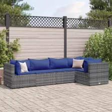   vidaXL 5 részes szürke polyrattan kerti ülőgarnitúra párnákkal