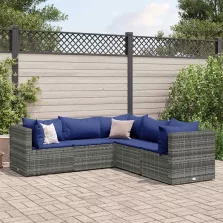   vidaXL 5 részes szürke polyrattan kerti ülőgarnitúra párnákkal