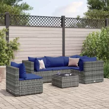   vidaXL 6 részes szürke polyrattan kerti ülőgarnitúra párnákkal