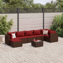  vidaXL 8 részes barna polyrattan kerti ülőgarnitúra párnákkal