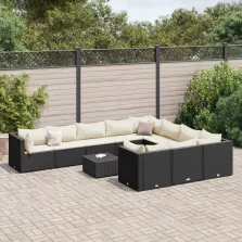   vidaXL 11 részes fekete polyrattan kerti ülőgarnitúra párnákkal