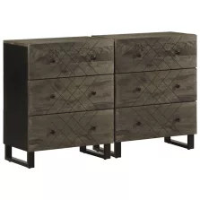   vidaXL 2 db tömör mangó tálalószekrény fekete 60x33x75 cm