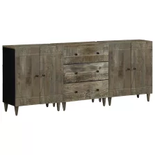   vidaXL 3 db világosszürke tömör mangófa tálalószekrény 60x33,5x75 cm