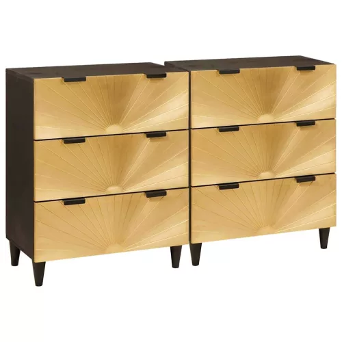 vidaXL Széf 2 pcs Fekete és Arany 60 x 33 x 75 cm tömör mangófa