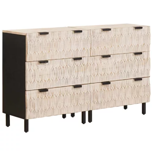 vidaXL Széf 2 pcs Fehér mosott felület 60 x 33 x 75 cm Tömör Mangófát
