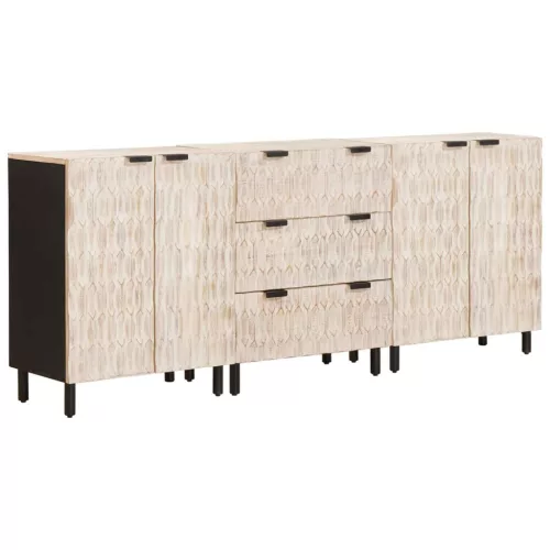 vidaXL Széf 3 pcs Fehér mosott felület 180 x 33 x 75 cm Tömör Mangófát