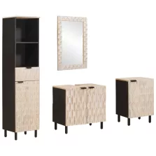   vidaXL Fürdőszoba szettek 4 pcs Fehér mosott felület Tömör Mangófát