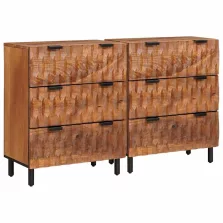   vidaXL Széf 2 pcs Akácbarna felület 60 x 33 x 75 cm Tömör Mangófát