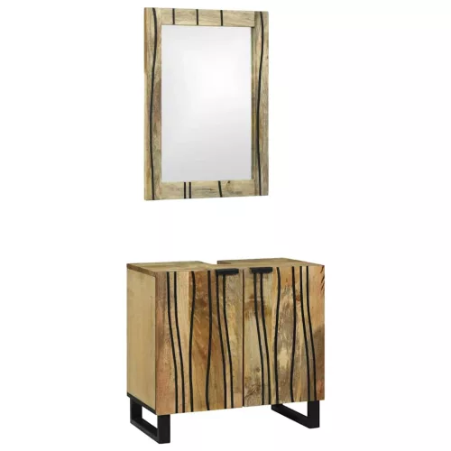 vidaXL Fürdőszoba bútor szett polcokkal 2 pcs Barna 62 x 33 x 58 cm