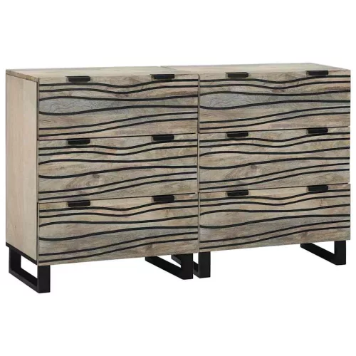 vidaXL Oldalszekrények 2 pcs Fehér 60 x 33.5 x 75 cm tömör mangófa