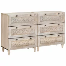   vidaXL Széf 2 pcs Fehér 120 x 33,5 x 75 cm tömör mangófa