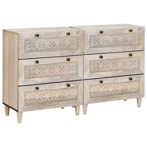 vidaXL Széf 2 pcs Fehér 120 x 33,5 x 75 cm tömör mangófa