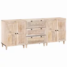   vidaXL Széf 3 pcs Fehér 180 x 33,5 x 75 cm tömör mangófa