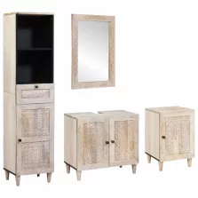   vidaXL Fürdőszoba bútor szett fiókkal polcokkal 4 pcs Fehér Faanyag