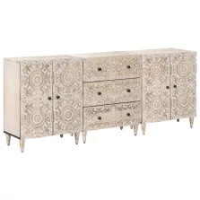   vidaXL Széf 3 pcs Fehér 60 x 33,5 x 75 cm Tömör Mangófát
