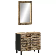 vidaXL 2 részes tömör mangófa fürdőszobai bútorszett