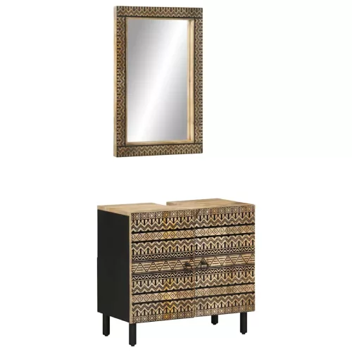 vidaXL 2 részes tömör mangófa fürdőszobai bútorszett