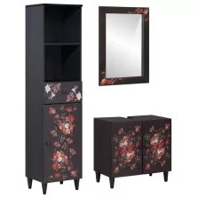   vidaXL Fürdőszobai Szekrény Szett fiókkal ajtóval 3 pcs Tömör Mangófát