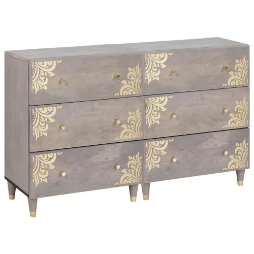 vidaXL Széf fiókkal 2 pcs Szürke 60 x 33.5 x 75 cm Tömör mangófa