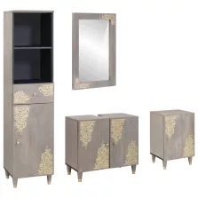   vidaXL Fürdőszoba bútor szett fiókkal 4 pcs Szürke 62 x 33 x 58 cm