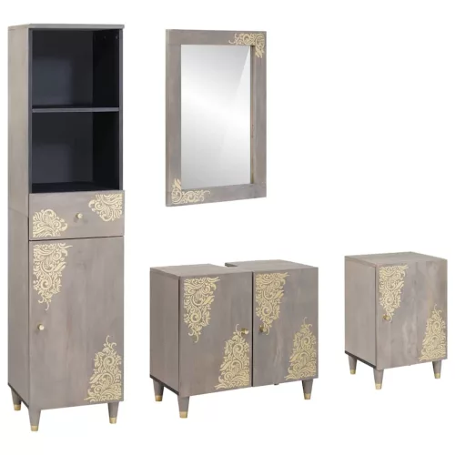 vidaXL Fürdőszoba bútor szett fiókkal 4 pcs Szürke 62 x 33 x 58 cm