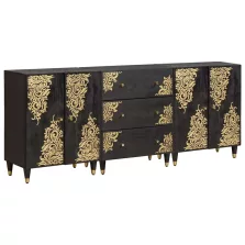   vidaXL Fürdőszobai Szekrény Szett 3 pcs Fekete 180 x 33 x 75 cm